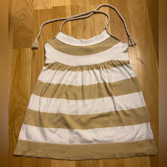 Women’s Small Gap Tan and White Striped Halter Top - Picture 1 of 4